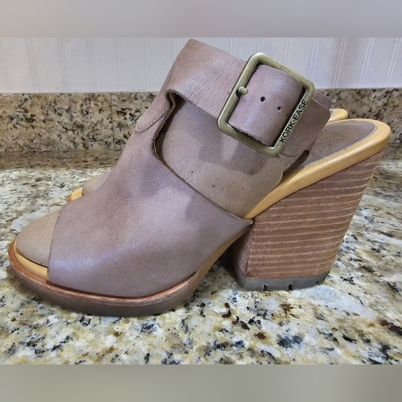 Kork-Ease Women’s Linden Leather Block Heeled Sandal Taupe Size 9 - Picture 2 of 7